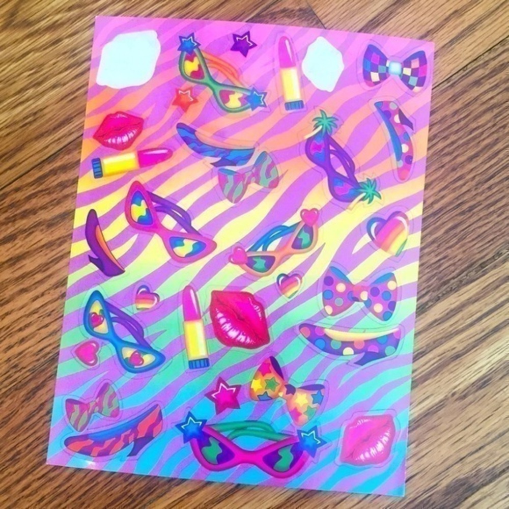 Vintage 90s Lisa Frank Diva Lipstick Lips Sunglasses Sticker Sheet S125